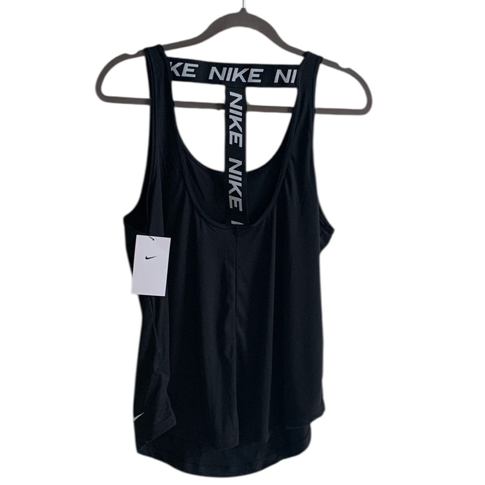 Nike Women DRI-FIT Victory Elastika T Back Training Tank Top- Black- L- NWT